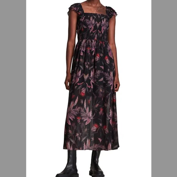 All Saints Mali Harris Chiffon Midi Dress - Picture 1 of 3